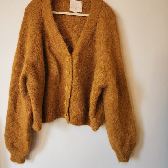 byTimo Sweaters Bytimo Hairy Knit Cardigan Golden Mustard Poshmark